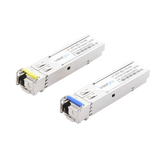 Transceptores Ópticos Bidireccionales SFP (Mini-Gbic) / Monomodo 1310 & 1550 nm / 1.25 Gbps / 1000BASE-BX / Conector LC/UPC Simplex / DDM / Hasta 5 km / 2 Piezas